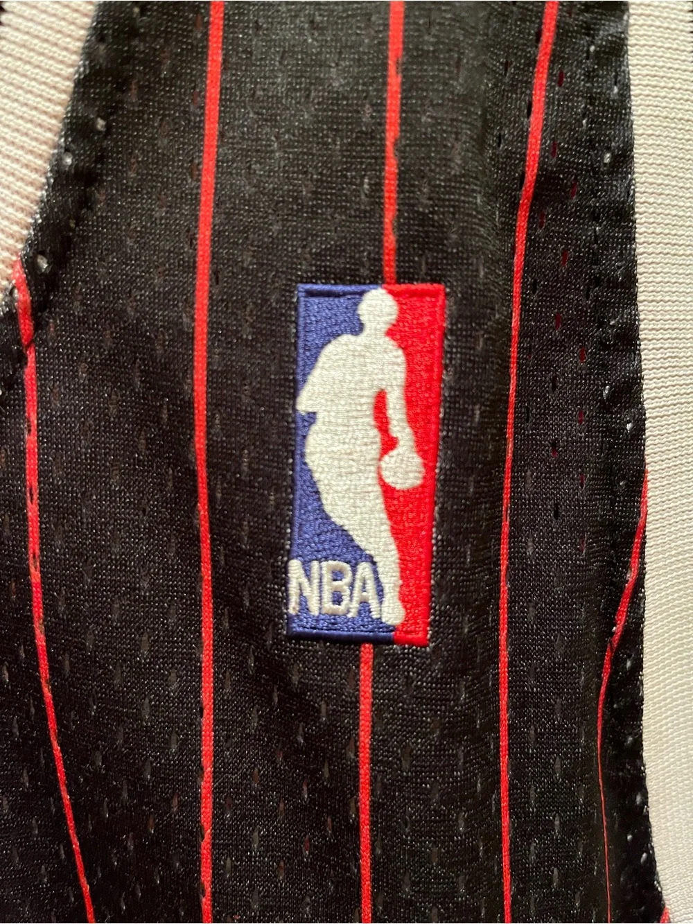 Michael Jordan NBA Black Jersey with Red Pinstripes and NBA Logo